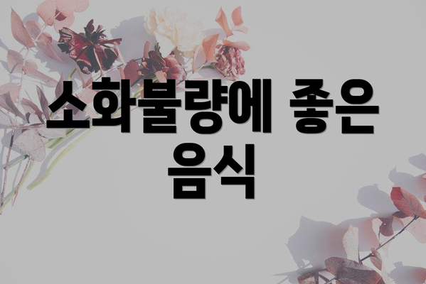 소화불량에 좋은 음식