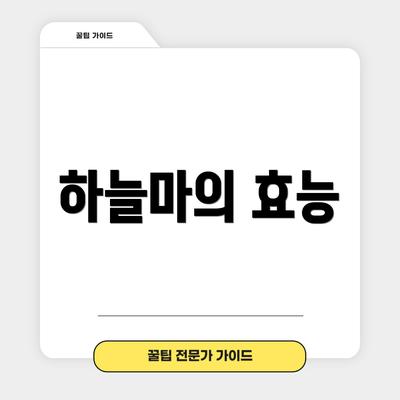 하늘마의 효능