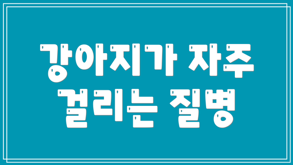 강아지가 자주 걸리는 질병