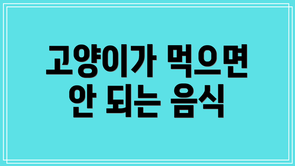 고양이가 먹으면 안 되는 음식