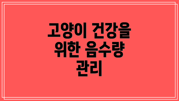 고양이 건강을 위한 음수량 관리