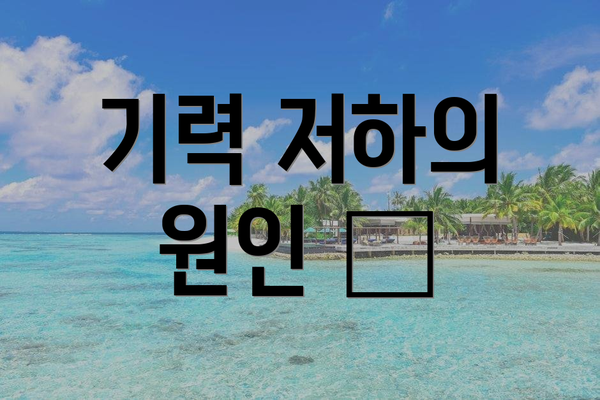 기력 저하의 원인 🧐