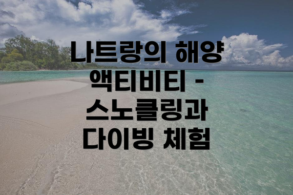 나트랑의 해양 액티비티 – 스노클링과 다이빙 체험