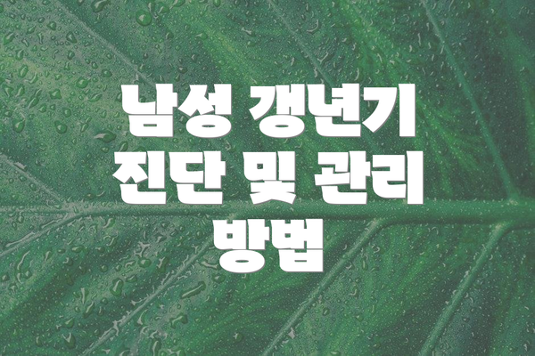 남성 갱년기 진단 및 관리 방법