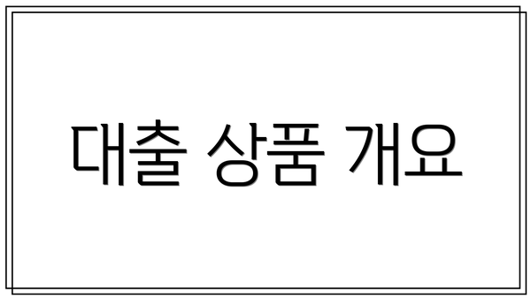 대출 상품 개요