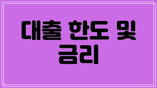 대출 한도 및 금리