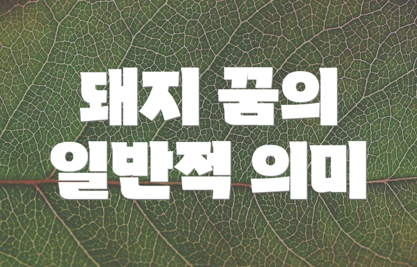 돼지 꿈의 일반적 의미