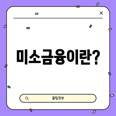 미소금융이란?