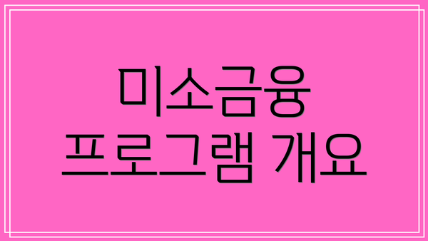 미소금융 프로그램 개요