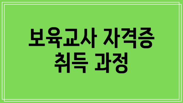 보육교사 자격증 취득 과정