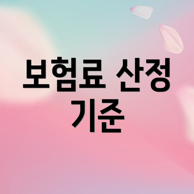 보험료 산정 기준