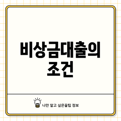 비상금대출의 조건