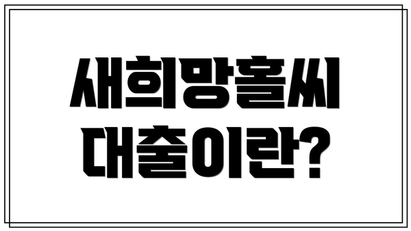 새희망홀씨 대출이란?