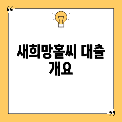 새희망홀씨 대출 개요