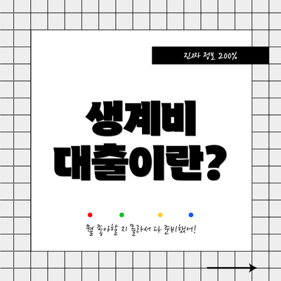 생계비 대출이란?