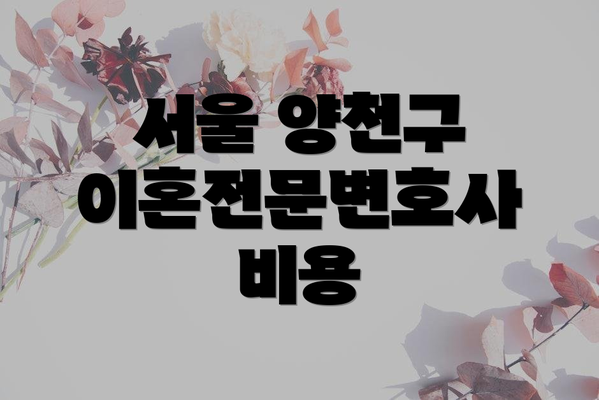 서울 양천구 이혼전문변호사 비용