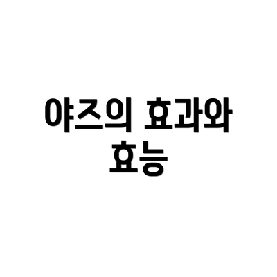 야즈의 효과와 효능