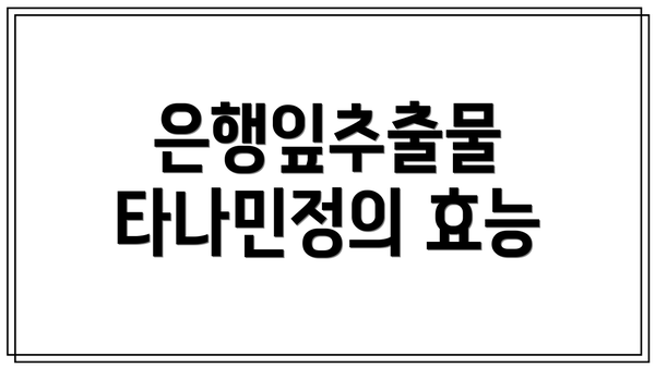은행잎추출물 타나민정의 효능