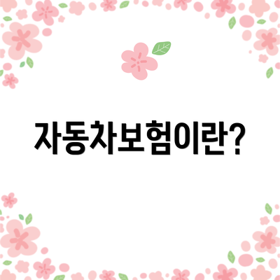 자동차보험이란?