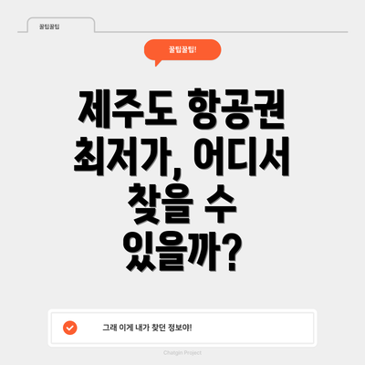 제주도 항공권 최저가, 어디서 찾을 수 있을까?