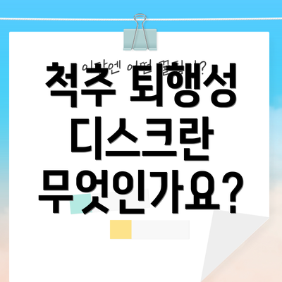척추 퇴행성 디스크란 무엇인가요?