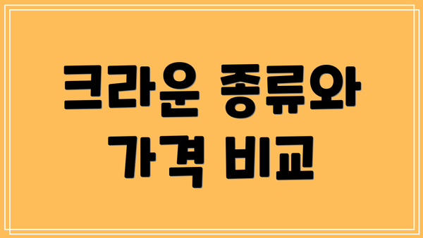 크라운 종류와 가격 비교