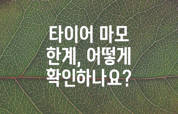 타이어 마모 한계, 어떻게 확인하나요?