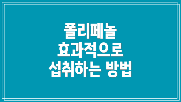 폴리페놀 효과적으로 섭취하는 방법