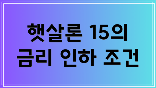 햇살론 15의 금리 인하 조건