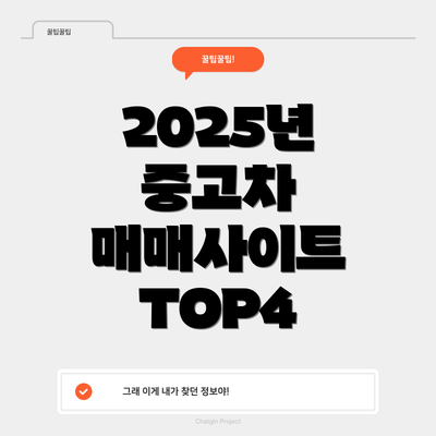 2025년 중고차 매매사이트 TOP4