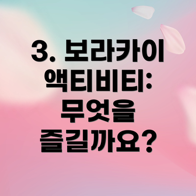 3. 보라카이 액티비티: 무엇을 즐길까요?
