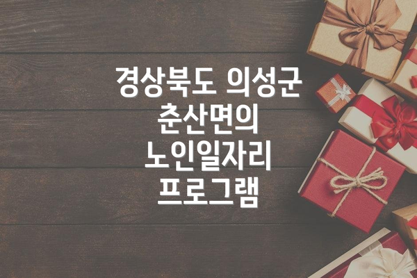 경상북도 의성군 춘산면의 노인일자리 프로그램