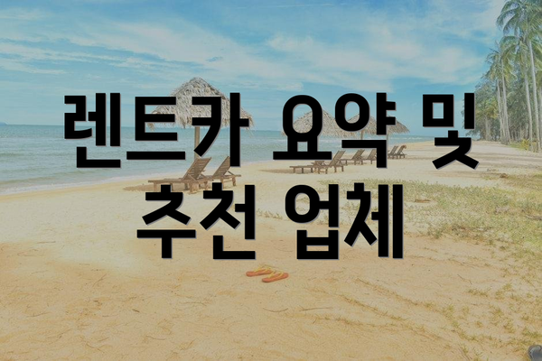 렌트카 요약 및 추천 업체