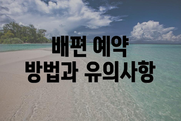 배편 예약 방법과 유의사항