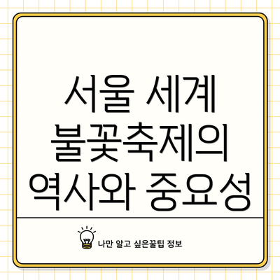 서울 세계 불꽃축제의 역사와 중요성