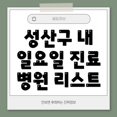 성산구 내 일요일 진료 병원 리스트