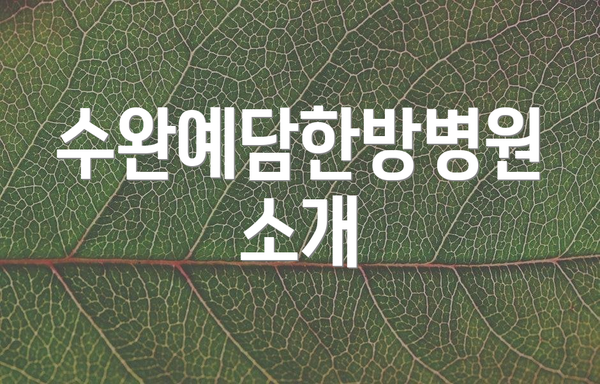 수완예담한방병원 소개