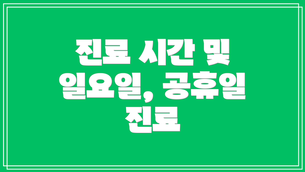진료 시간 및 일요일, 공휴일 진료
