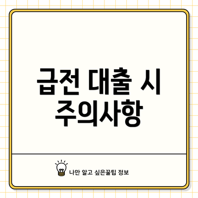 급전 대출 시 주의사항