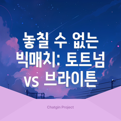 놓칠 수 없는 빅매치: 토트넘 vs 브라이튼