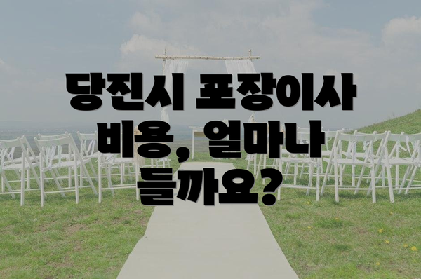 당진시 포장이사 비용, 얼마나 들까요?