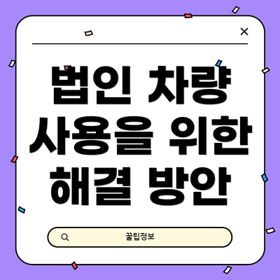 법인 차량 사용을 위한 해결 방안