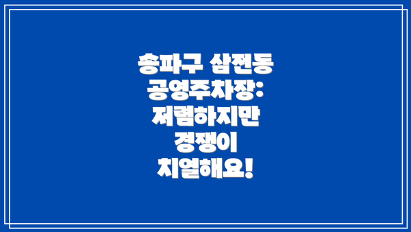 송파구 삼전동 공영주차장: 저렴하지만 경쟁이 치열해요!