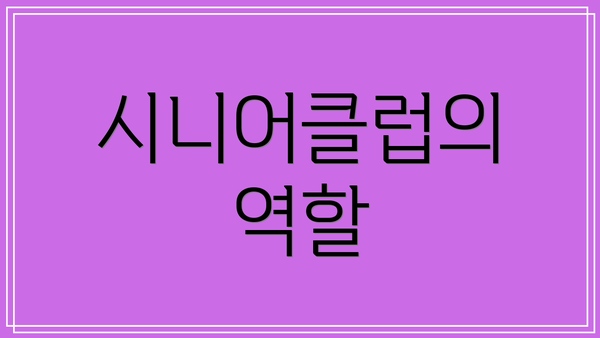 시니어클럽의 역할