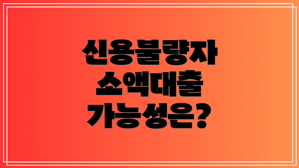 신용불량자 소액대출 가능성은?