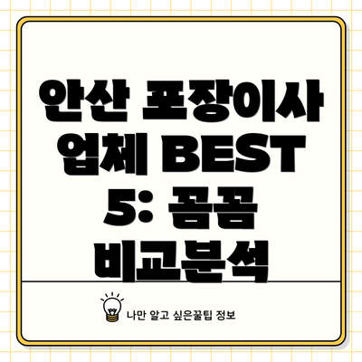 안산 포장이사 업체 BEST 5: 꼼꼼 비교분석