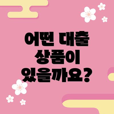 어떤 대출 상품이 있을까요?