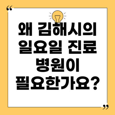 왜 김해시의 일요일 진료 병원이 필요한가요?