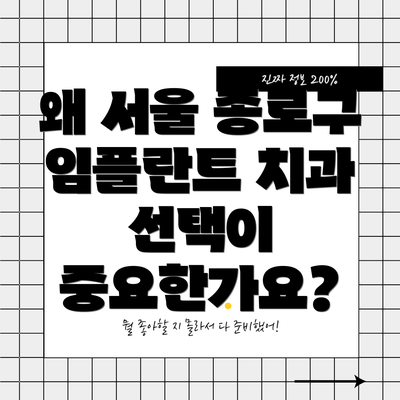 왜 서울 종로구 임플란트 치과 선택이 중요한가요?