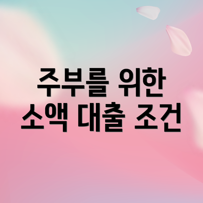 주부를 위한 소액 대출 조건